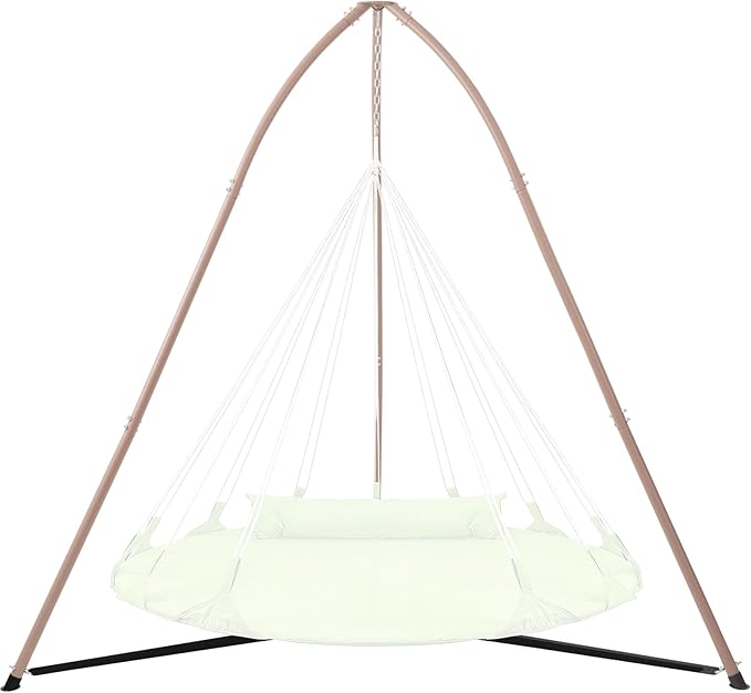 Hammock Chair Stand for Multi-Use, Heavy-Duty Hammock Chair Stand for Indoor & Outdoor, with Height Adjustable Triangular Design, 330 lbs Capacity Hanging Chair Stand, Stand Only - Brown