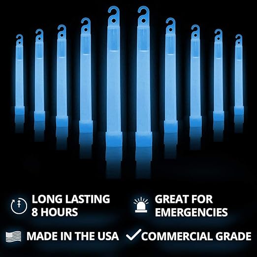 Cyalume Glow Sticks Military Grade Lightstick - Premium Blue 6” SnapLight Emergency Chemical Light Stick with 8 Hour Duration (Bulk Pack of 10 Chem Lights)