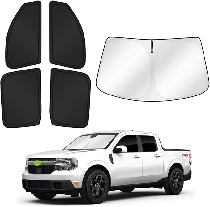 Canvcle Sunshades for 2022-2025 2026 Ford Maverick Accessories Windshield Sun Shade Side Rear Window Shade Cover Sun Visor Shield Privacy Protection for Camping Keep Vehicle Cool Black 5PCS