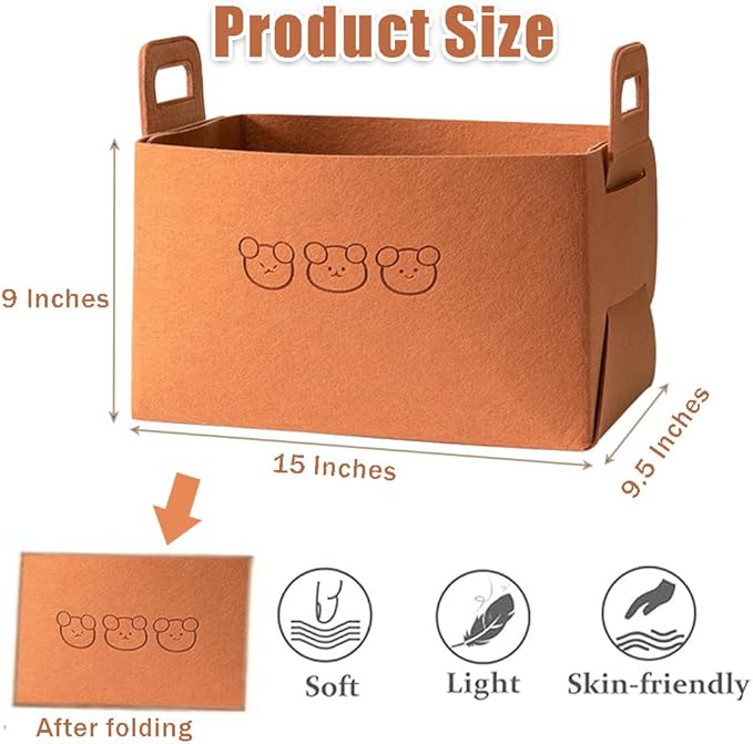 OULIGET Collapsible Car Trunk Organizer,Felt Large Capacity Sturdy Car Storage for Car Sedan or SUV,Portable Space Saving Multipurpose Storage Basket with Handles (Brown, Large)