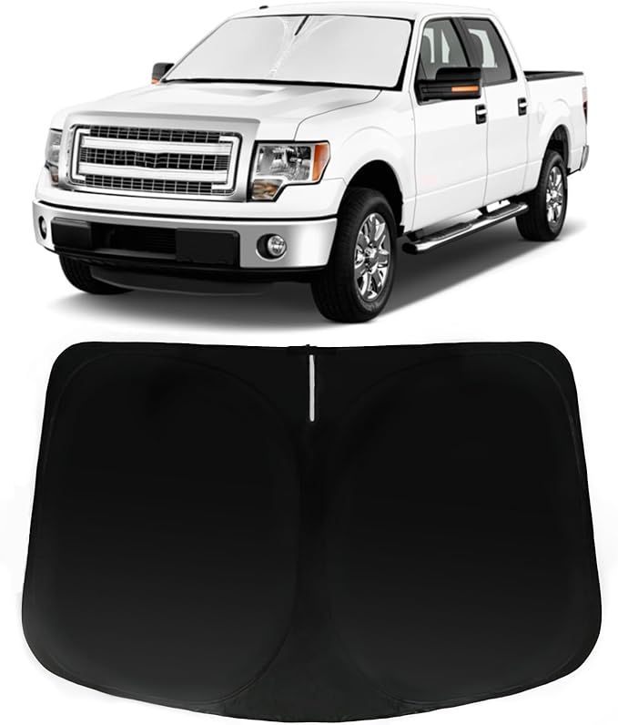 Windshield Sun Shade for Ford F-150 2015-2020, Car Front Window Sunshade with 240T Sun Visor Protector Blocks UV Rays Heat Sun Shield Accessories (Ford F150)