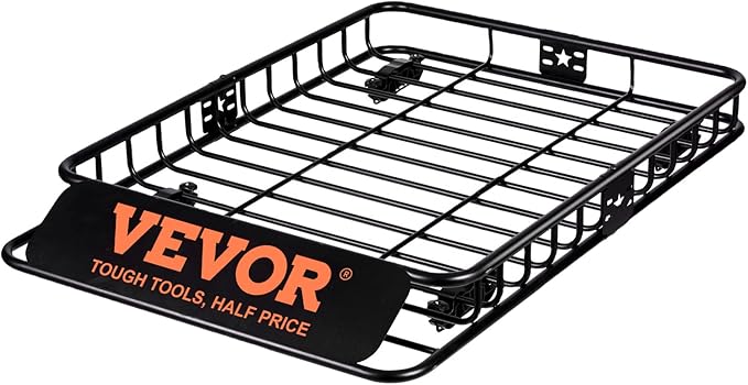 VEVOR Roof Rack Cargo Basket, 46" x 36" x 4.5" Rooftop Cargo Carrier, Heavy-Duty 200 LBS Capacity Universal Roof Rack Basket, Luggage Holder for SUV, Truck, Vehicle