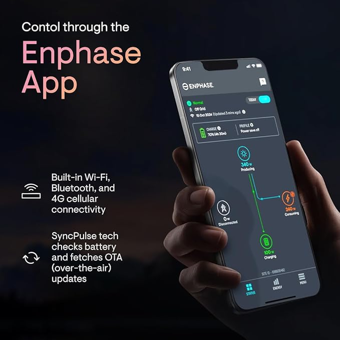 Enphase IQ PowerPack 1500Wh + 200W Solar Panel Kit | UL 9540A Certified Solar Generator | Home Backup Power Outage | LFP Battery | IQ8 Microinverters | Enphase App | Charges in ~8 Hours