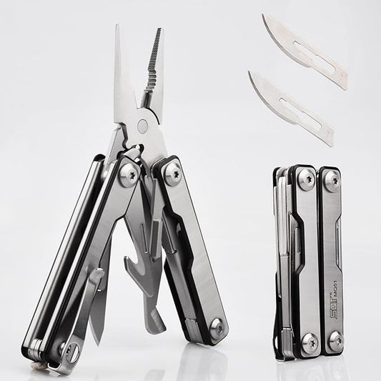 SQT2051 11-in-1 Multitool - Foldable, Professional Multitool for Men, DIY, Outdoor Camping, Home Repairs, Survival Kit, Hiking, Fishing, Emergency Use, Compact & Durable, Ideal Gift for Men
