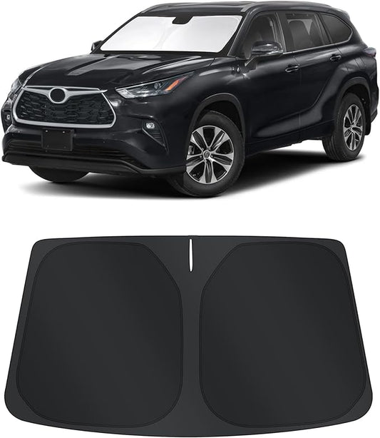 TINGLU Sun Shade for Toyota Highlander 2020-2024 2025 2026 Accessories Windshield Sun Shade Window Shade UV Rays Protection Sun Visor Cover with Steering Wheel Sunshade Storage Bag