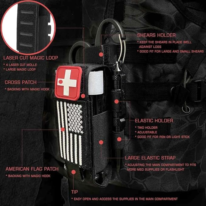 Upgrade 1000D Laser Cut Molle Tourniquet Holder, Heavy Duty Tactical Molle Tourniquet Pouch Holder
