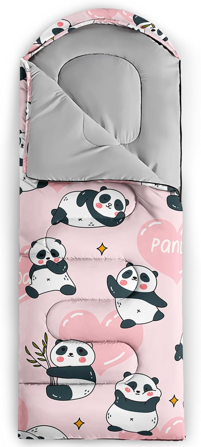 QOOMO Axolotl Cute Camping Sleeping Bags,3 Season Warm & Cool Weather,Lightweight,Waterproof Sleeping Bags for Adults & Kids,Traveling,and Outdoors