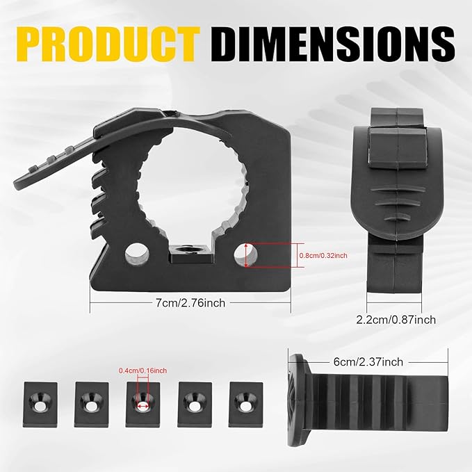 Quick Release Rubber Clamp Mount Fits 1-1/7'' to 1-3/7'' Diameter Tool Shovel Axe Holder Mount Compatible With Trucks Vans Jeep UTV ATV SUV 5PCS
