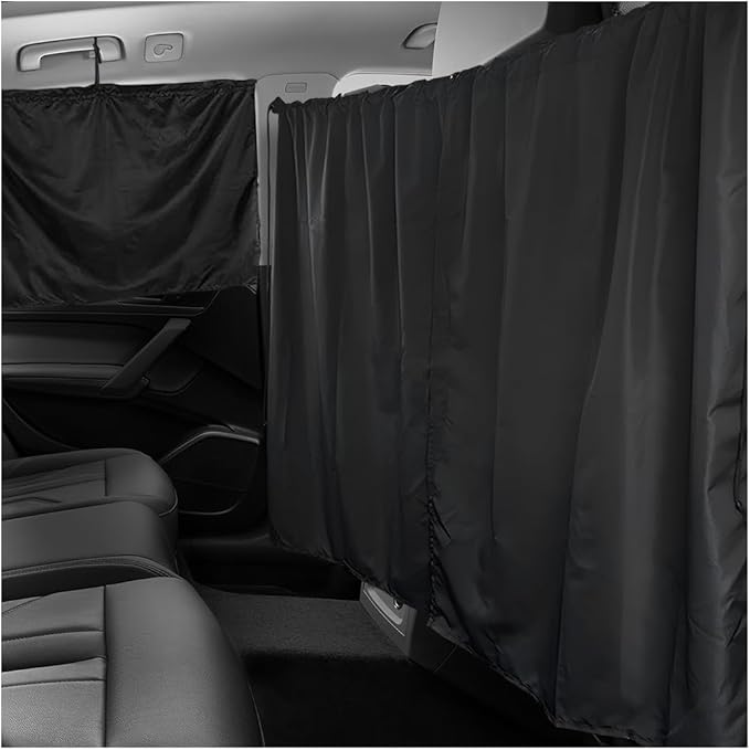 3PCS Car Privacy Curtain, Vehicle Blackout Divider Curtain with 2 Rear Side Window Shades, Car Sunshade Screen Cover Blocks Light for Sleeping Camping Fit Sedan SUV Truck