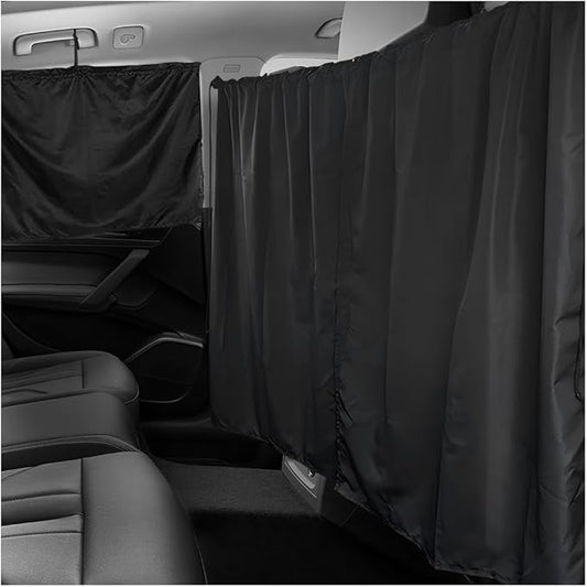 3PCS Car Privacy Curtain, Vehicle Blackout Divider Curtain with 2 Rear Side Window Shades, Car Sunshade Screen Cover Blocks Light for Sleeping Camping Fit Sedan SUV Truck