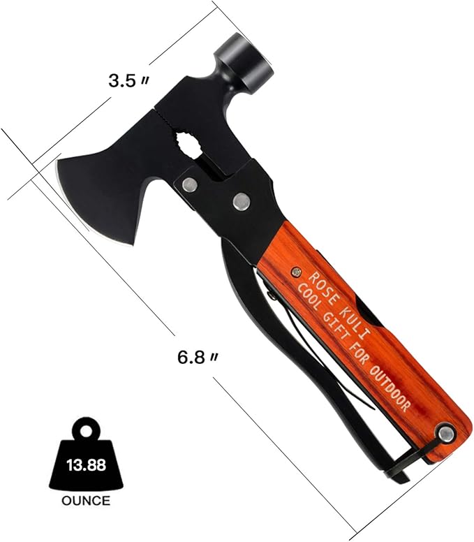 Camping Multitool Axe Hammer, 18 in 1 Multitool Hatchet Multitool Camping Tools Accessories Saw Screwdrivers Pliers for Outdoor, Hiking, Birthday Gifts for Men
