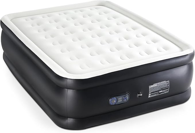 DUMOS Queen Air Mattress with Built-in High Capacity Pump- 18" Inflatable Blow Up Airbed, Double Height Air Bed for Home or Camping, Non-Slip Bottom Design, Weight Capacity 660 lbs
