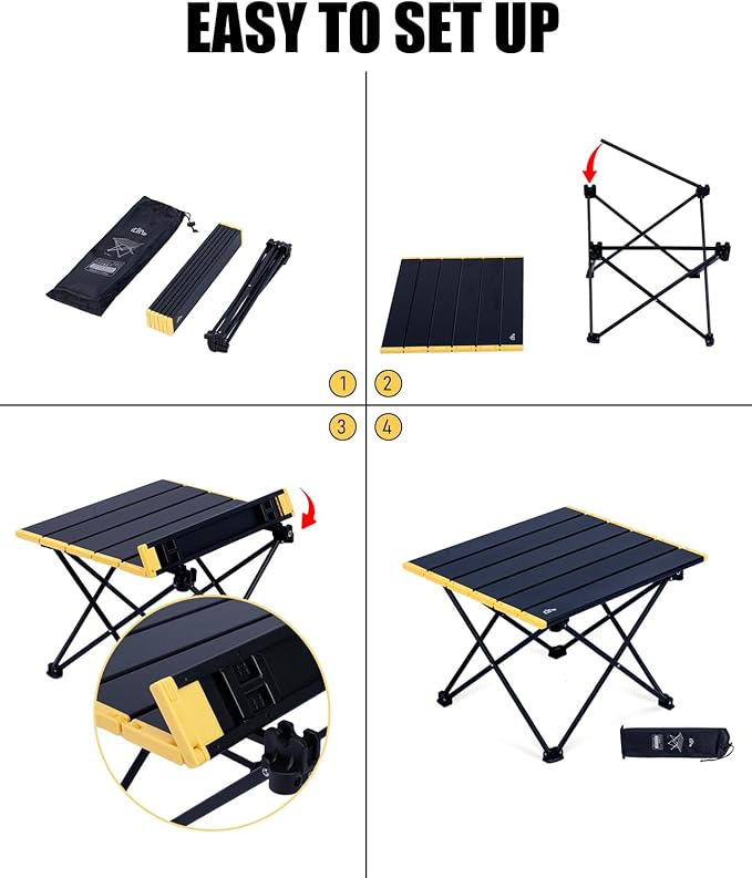 iClimb Ultralight Compact Camping Folding Table with Carry Bag (Nature- S)