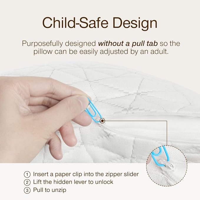 Coop Home Goods Original Toddler Adjustable Pillow, Soft, Breathable, 19" x 13" Washable Mini Bed Pillow for Kids with Premium Memory Foam and Zippered Cover, CertiPUR-US/GREENGUARD Gold
