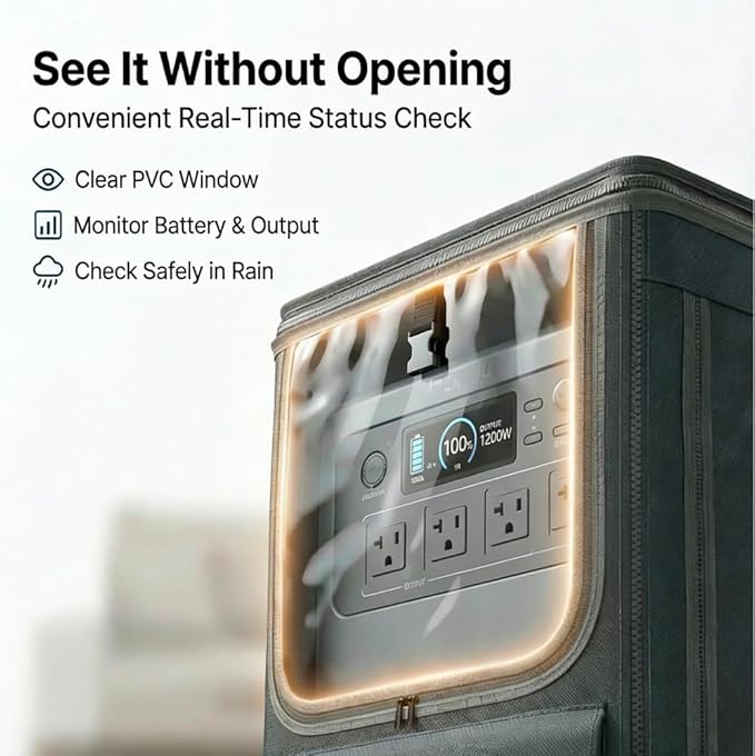For Jackray Solar Generator 5000 Plus Protective Cover | Waterproof & Dustproof, Inspection Window + Dual-Side Opening Design, Perfectly Compatible with Jackray 5000W Portable Power Station
