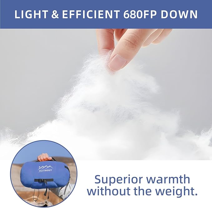 3-in-1 Down Sleeping Bag for Adults with Detachable Hood, 32°F 45°F Rectangular Lightweight Down Blanket Sleeping Bag for Camping Hiking and Backpacking Outdoor and Indoor 4 Season