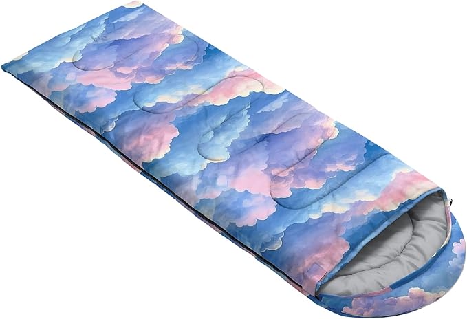 QOOMO Axolotl Cute Camping Sleeping Bags,3 Season Warm & Cool Weather,Lightweight,Waterproof Sleeping Bags for Adults & Kids,Traveling,and Outdoors