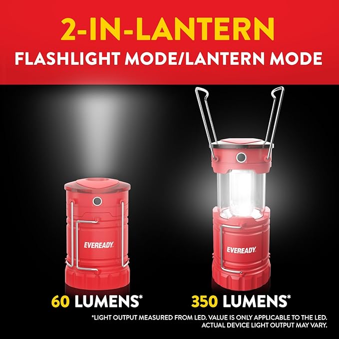 Eveready LED Camping Lantern 360 PRO (6-Pack), Super Bright Tent Lights, IPX4 Water Resistant LED Lanterns for Power Outage Hurricane Preparedness, (Batteries Included)