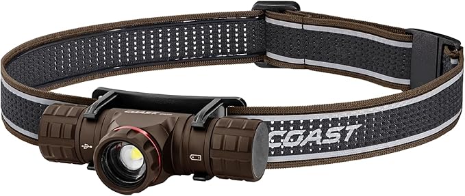 Coast XPH30R 1500 Lumen USB-C Rechargeable Dual Power Headlamp with Twist Focus Beam and Magnetic Base, 4.37 oz. - Desert/Tan