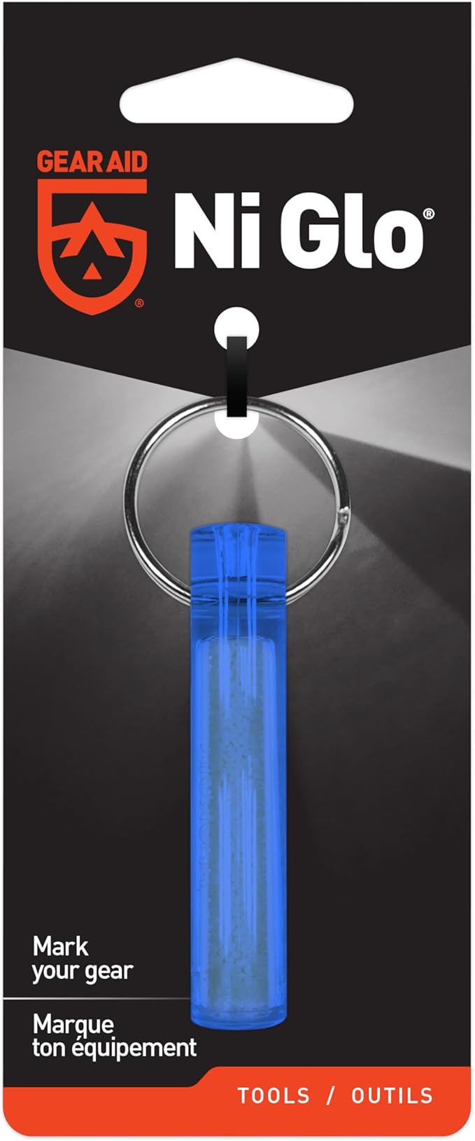 GEAR AID Ni Glo 2” UV Rechargeable Glowing Keychain – Multi-Purpose Glow-in-the-Dark Accessory for Camping