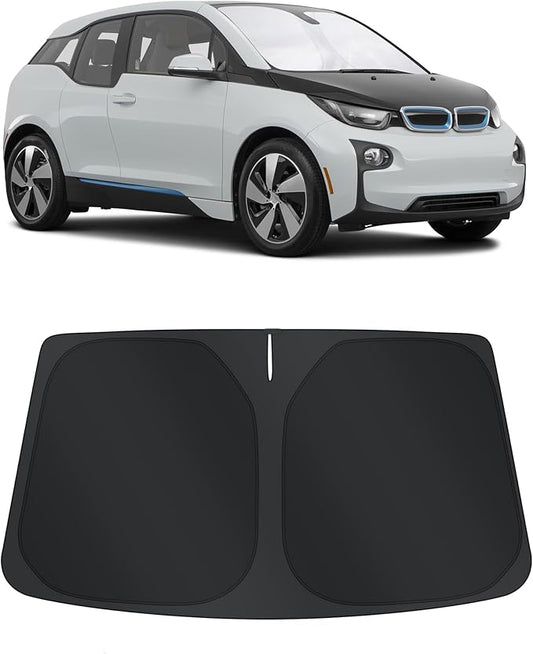 TINGLU Sun Shade for BMW i3 2014-2022 Accessories Windshield Sun Shade Window Shade UV Rays Protection Sun Visor Cover with Steering Wheel Sunshade Storage Bag