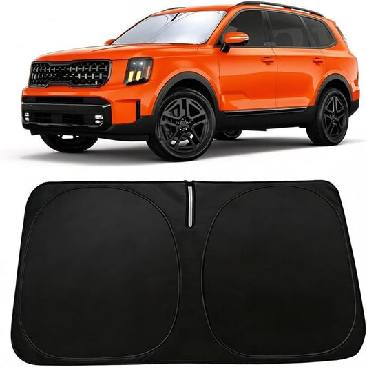 Windshield Sun Shade for Kia Telluride 2020-2025 Accessories, Car Front Window Sun Visor & Heat Shield | 240T Sunshade Protection Blocks UV Rays Keep Your Car Cooler