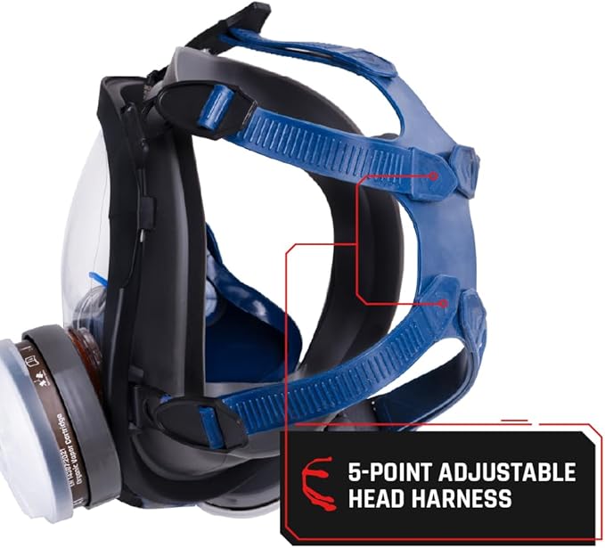 Parcil Distribution Full Face Respirator Mask - Air Purifying, Organic Vapor & Particulate - Industrial Use - CE Tested