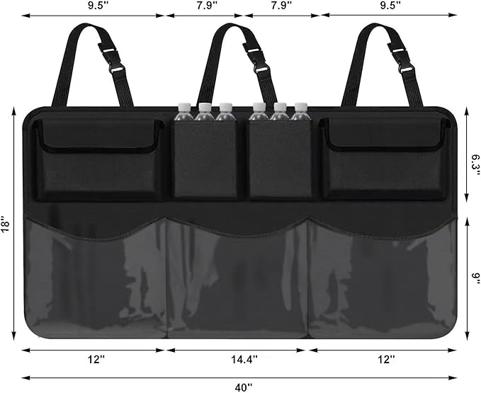 Snuopfy Car Trunk Organizer and Storage, Backseat Hanging Organizer for SUV, Truck, MPV,Van Collapsible Cargo Storage Bag with 7 Pockets, Car Interior Accessories for Men and Women