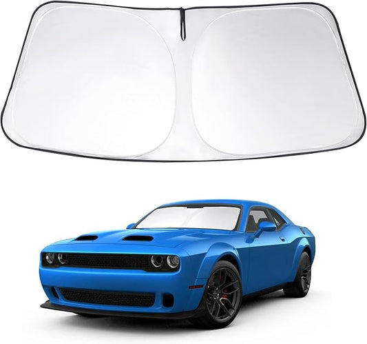 Windshield Sun Shade Custom Fit 2015-2021 2022 2023 Dodge Challenger Accessories Coupe,SRT Hellcat,Redeye,GT,RT,TA Coupe,Widebody,SXT,RT Scat Pack Fron Window Sunshade
