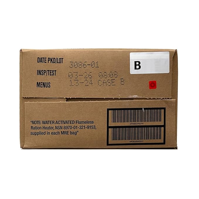 2026 Inspection U.S. Military Surplus MREs A and B Case – 2 Cases of 12 each Meals ready Eat | Genuine Military Rations with Flameless Heaters | Long Shelf-Life Emergency Food Supply
