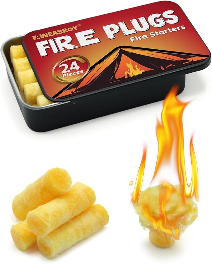 AWEASROY Fire Plugs Fire Starters - Windproof Fire Starter for Campfires Long Brun Time - Fire Starters for Fireplace,Chimney,BBQ Grill,Camping Fire,Wood Stove - Emergency Survival Tools 24pcs