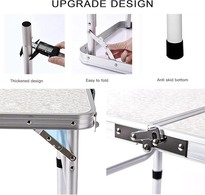 YUFIFAIRY Small Folding Table Portable, 24''L x16''W Foldable Camp Table with 3 Adjustable Height, Indoor Outdoor Lightweight Aluminum for Outdoor Cooking Picnic(10"/19"/27.5"