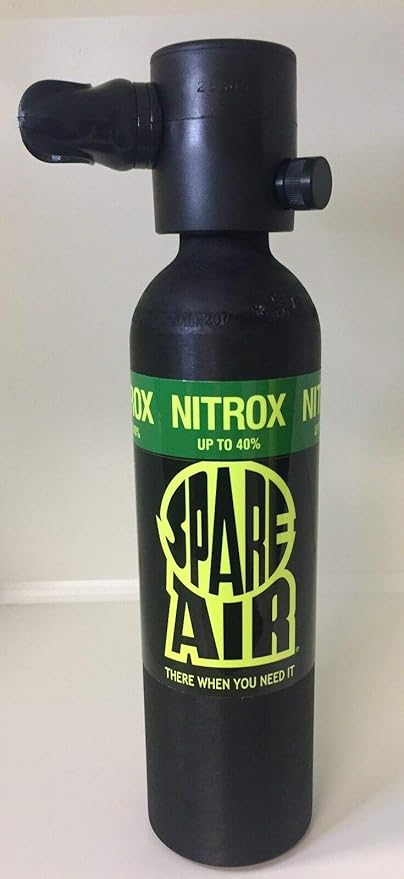 Spare Air Mini Scuba Tank - 6.0 cu ft Nitrox Oxygen Dive Cylinder - Small Emergency Backup Diving Equipment with Holster, Leash, and Refill Adapter