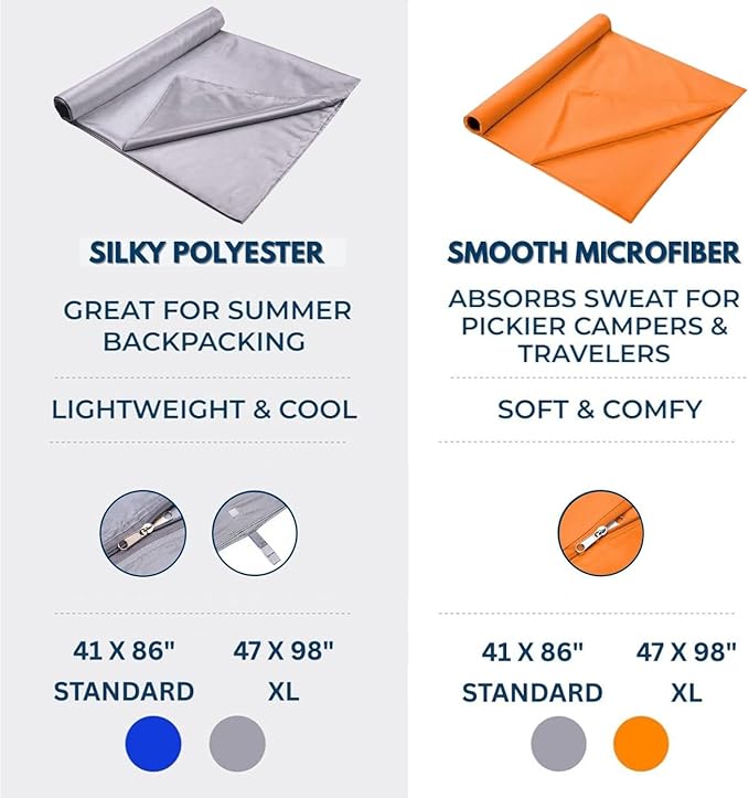 The Friendly Swede Sleeping Bag Liner — Ultralight Polyester or Cold Weather Microfiber Adult Sleep Sack- Camping Sheets - Travel Sleeping Bag with Pocket-Size Stuff Sack