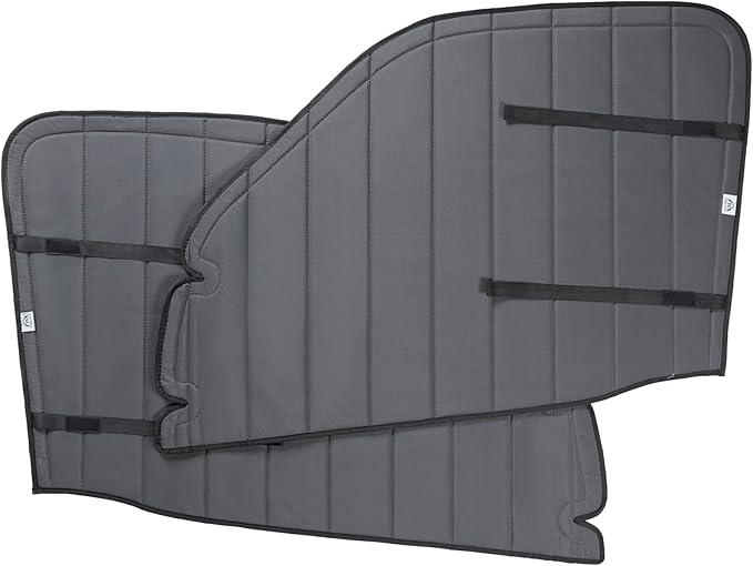 Magnetic Insulated Front Door Window Covers (Pair) for 2007-2018 Mercedes-Benz Sprinter NCV3 Van, Blackout Privacy Sun Shades for Stealth Camping – Dark Gray