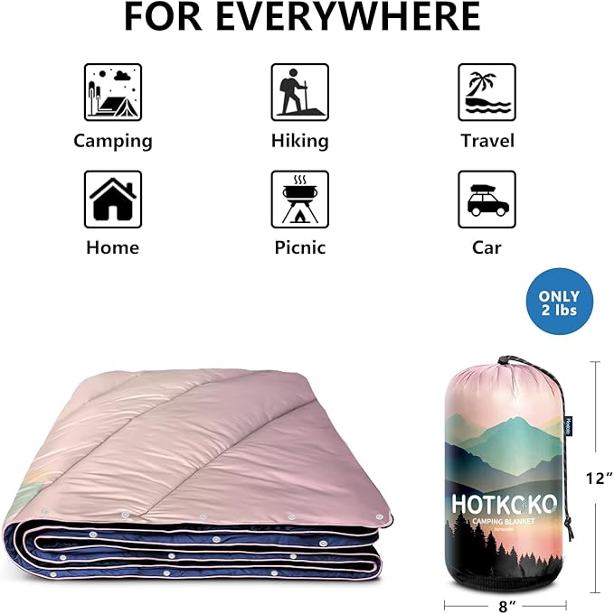Camping Blanket,Lightweight Puffy Printed Camping Blanket Packable Outdoor Blanket for Camping,Traveling, Stadium, Hiking, Picnics