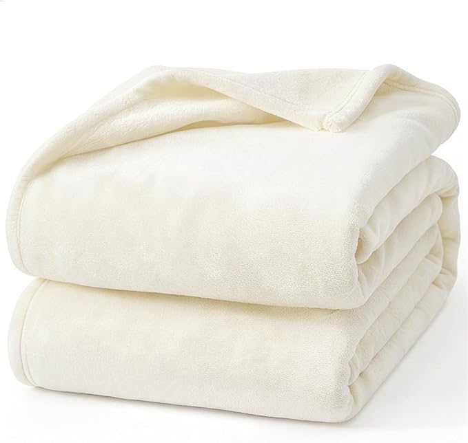 Hansleep Fleece King Size Blanket for Bed Beige, Super Soft Flannel Fuzzy Plush Cozy Blanket for All Seasons, Beige, King 90x108 Inches