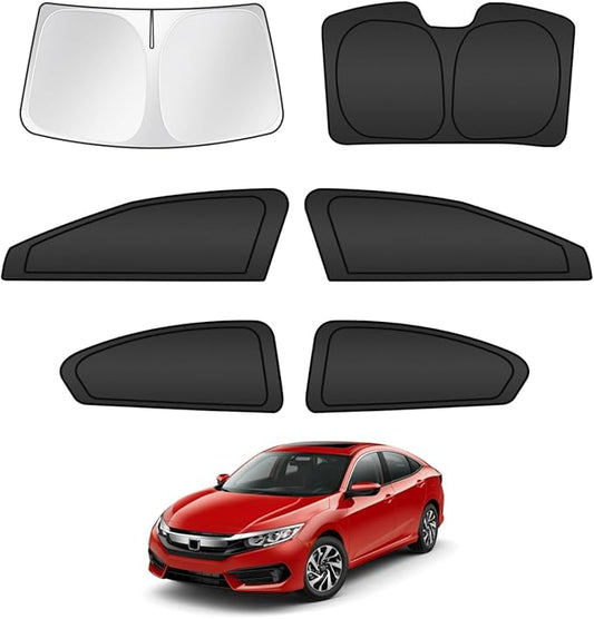 T TGBROS Windshield Sun Shade for Honda Civic 2012 2013 2014 2015 Car Window Shades Thicken UV Block and Blackout Privacy Foldable Sunshades 6PCS Accessories Keep Cool Sun Visor Covers
