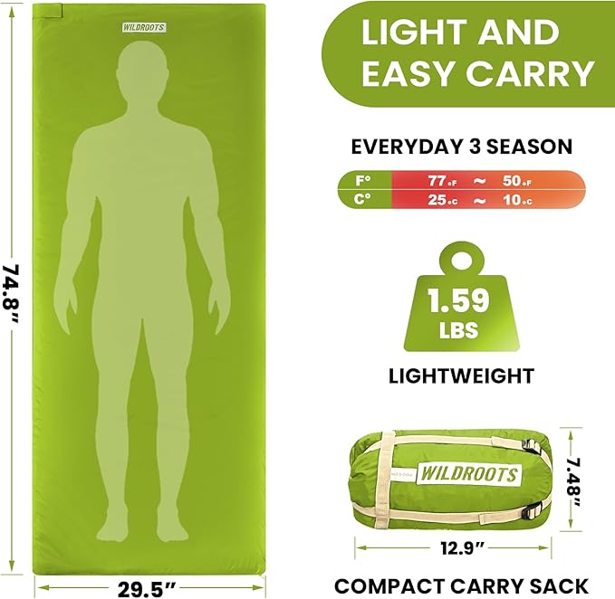 WILDROOTS Outdoor Camping Sleeping Bags for Hiking, Hunting, Travel