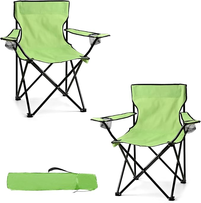 WEIDIORME 2 Pack Lightweight Camping Chairs for Adults & Teens, 250LBS Capacity Foldable Portable Chairs with Carry Bag, Compact Design for Camping, Beach, Picnics, and Outdoor Events