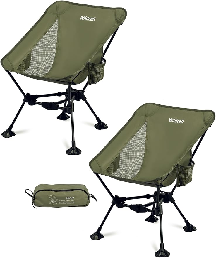 WildCall Lightweight Folding Camping Chair Compact Beach Chair with Anti-Sinking Large Feet