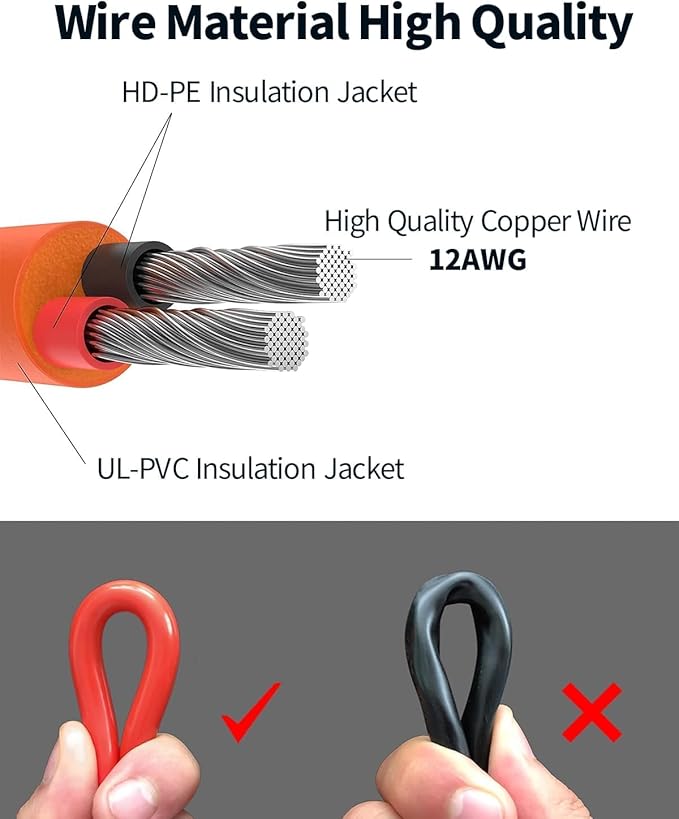 Tonton 30FT 9M 8mm Extension Cable 12AWG for Solar Generators, DC7909 Solar Panel Cable Cord Female to Male with DC8020 Power Male Adapter Right Angle for GZ Yeti, Aker, Jackery Portable Power Station