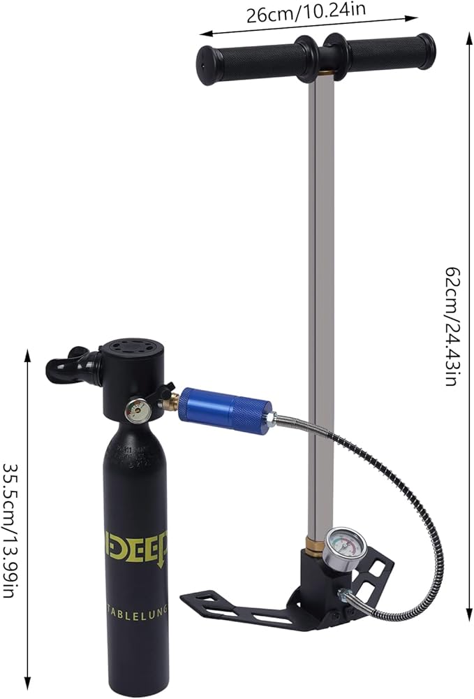Diving Tank Equipment, Mini Scuba Tank 4500psi, 0.5L Oxygen Tank Pump Equipment, Underwater Breath Mini Scuba Diving Case, for Underwater Exploration, Ship Cleaning, Emergency Insurance