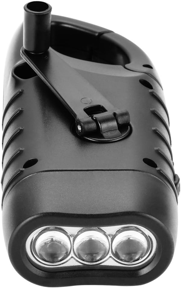 Simpeak 2-Pack Hand Crank Solar Powered LED Flashlight, Emergency Survival Flashlight with Dynamo Torch for Outdoor Sports, Black