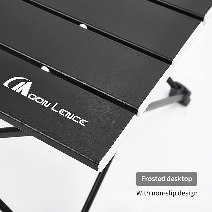 MOON LENCE Ultralight Folding Camping Table, Compact,Portbale with Carry Bag, for Outdoor Cooking, Picnic, Camp, Boat, Travel (Black - S)