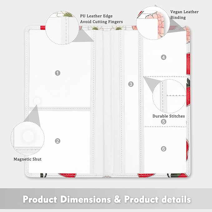 Car Registration and Insurance Holder, with Magnetic Closure for License, Cards and Documents, All Vehicle Needs and Car Accessories (Strawberry)
