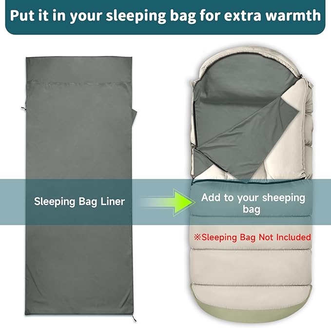 Sleeping Bag Liner,14oz Ultralight Sefl Tan Sleep Sack with 2 Way Zipper, Expose Feet Separately, Adult Sleep Sack & Travel Sheets for Camping, Hiking, Traveling Backpacking,Hotel