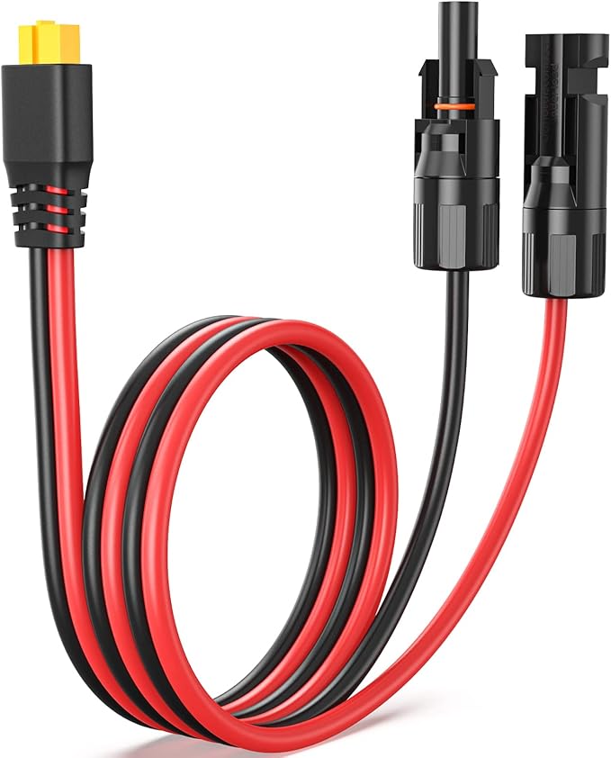 Bateria Power Solar to XT60 Charge Extension Cable 12AWG 3.3Ft Solar Connector to XT60 Adapter Cable for Solar Panel to LiFePO4 Battery RV Portable Power Station Solar Generator
