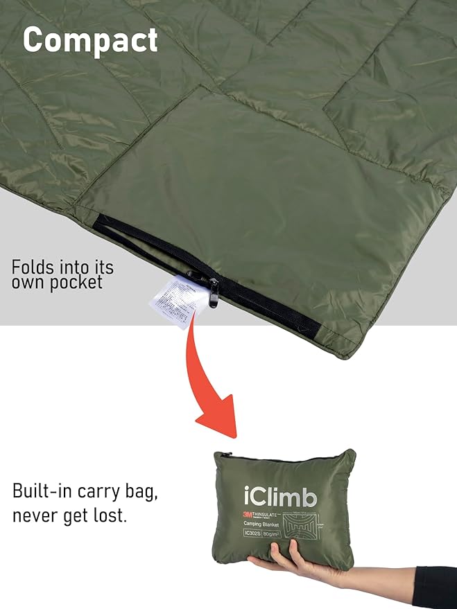iClimb 3M Thinsulate Insulation Warm Camping Blanket Ultralight Compact