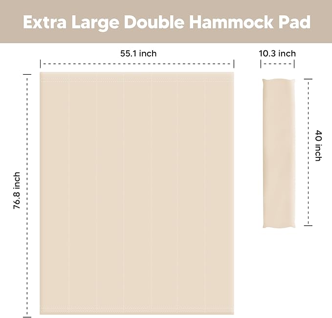 SUNCREAT Outdoor Portable Hammock Pad, 2 Person Polyester Hammock Pad, Beige